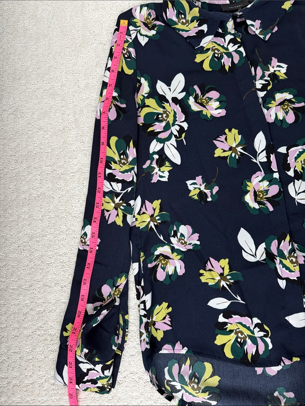 Halogen Navy Floral Button-Down Blouse - Picture 7 of 8